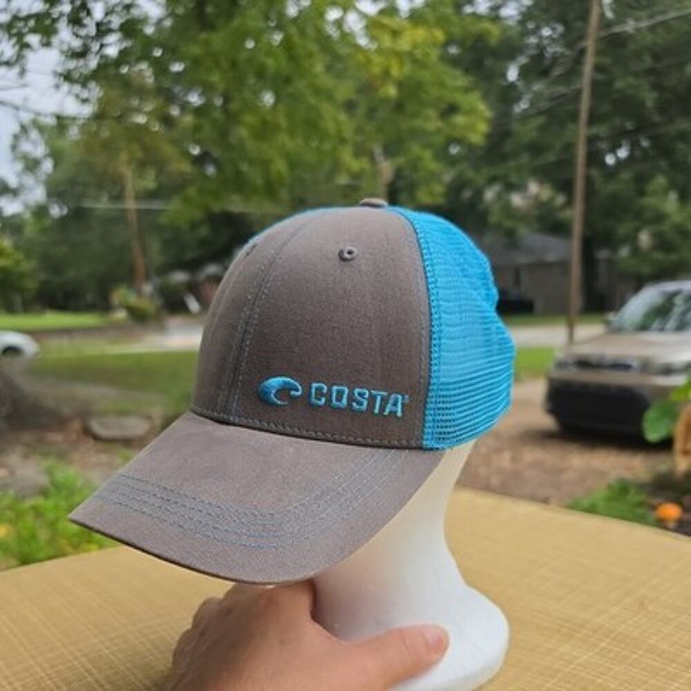 Costa Del Mar Trucker Hat-Grey Blue Mesh Snapback Fishing Cap- Adjustable